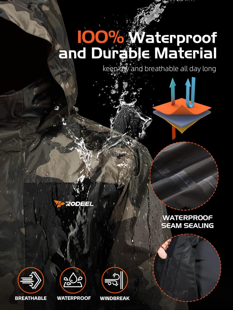 Rodeel Waterproof Fishing Rain Suit for Men (Rain gear Jacket & Trouser Suit) - Image 3